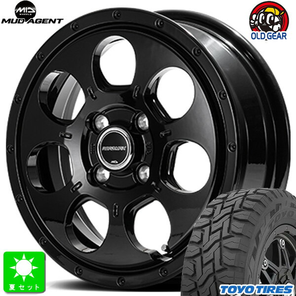 145/80R12 80/78(145R12 6PR)トーヨー オープンカントリー R/T新品 サマータイヤ ホイール4本セットロードマックス マッド エージェント12インチ 4.00B 4H100セミグロスブラック組込み済 バランス調整済 taiya