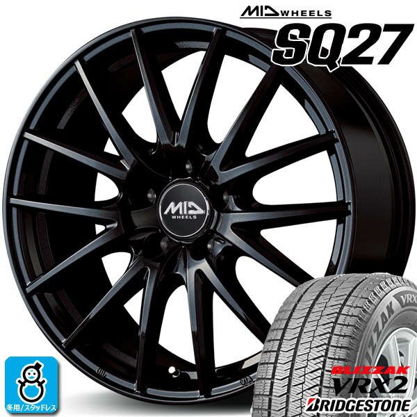【2022〜2023年製】235/50R18 97Qブリヂストン ブリザック VRX2BRIDGESTONE BLIZZAK VRX2新品 スタッドレスタイヤ ホイール4本セットMIDホイール シュナイダー SQ2718インチ 5H114.3メタリックブラック組込み済 バランス調整済