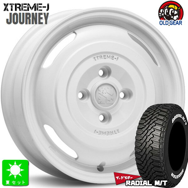 145/80R12 80/78(145R12 6PR)マッドスター RADIAL M/T ホワイトレター新品 サマータイヤ ホイール4本セットMLJ XTRME-J JOURNEY ジャーニー12インチ 4H100グロスホワイト組込み済 バランス調整済 taiya