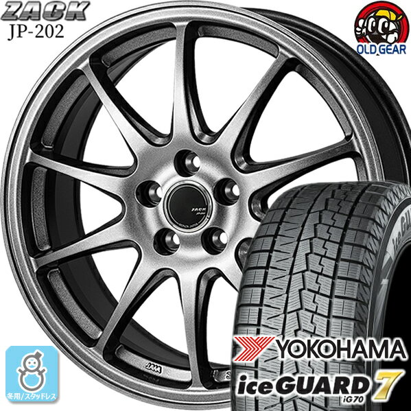 215/45R18 ヨコハマ アイスガード7 ig70 スタッドレスタイヤホイール 新品 4本セット ジャパン三陽 ザック JP-202 ブラックシルバー 18インチ 5H114.3 組込みバランス調整済み taiya