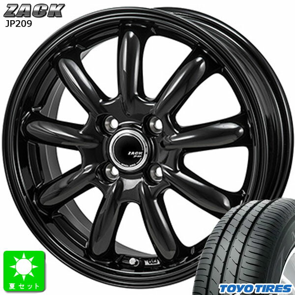 165/55R14トーヨー ナノエナジー 3新品 サマータイヤ ホイール4本セットザック ZACK JP209 14インチ 4.5J 4H100グロスブラック組込み済 バランス調整済 taiya