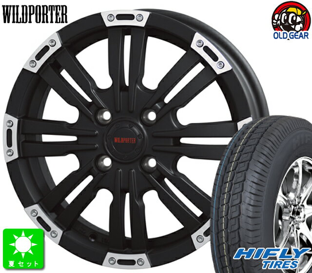 145R12 8PR 86/84Q LTハイフライ SUPER2000新品 サマータイヤ ホイール4本セットワイルドポーター クロスエイト12インチ 4.0J 4H100マットブラックポリッシュ taiya