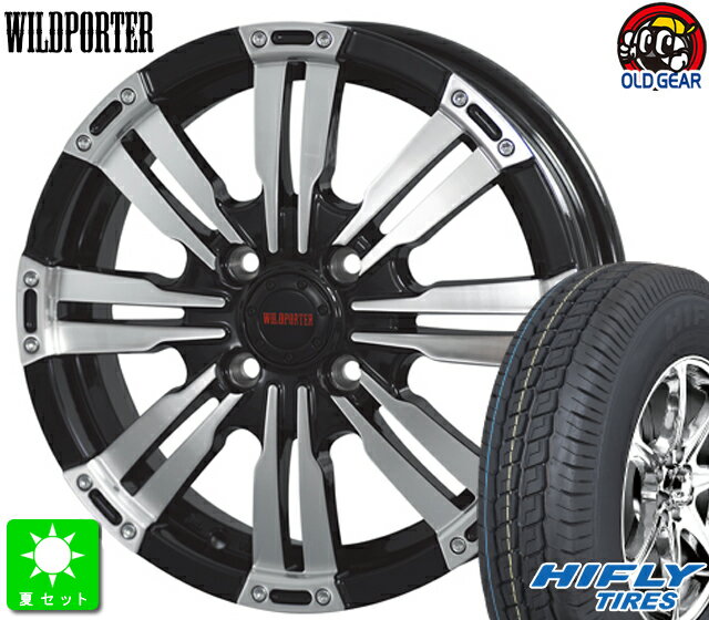 145R12 8PR 86/84Q LTハイフライ SUPER2000新品 サマータイヤ ホイール4本セットワイルドポーター クロスエイト12インチ 4.0J 4H100ブラックポリッシュ taiya