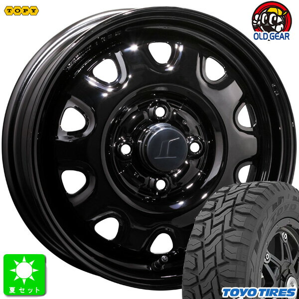 155/65R14トーヨー TOYO オープンカントリー R/T新品 サマータイヤ ホイール4本セットトピー TOPY M73 鉄 スチール 14インチ 4.5J 4H100ブラック組込み済 バランス調整済 taiya