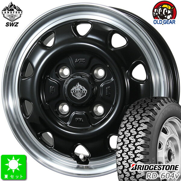 145/80R12 80/78(145R12 6PR)ブリヂストン BRIDGESTONE RD-604V新品 サマータイヤ ホイール4本セットトピー ランドフット LANDFOOT SWZ12インチ 3.5J 4H100グロスブラックリムポリッシュ taiya