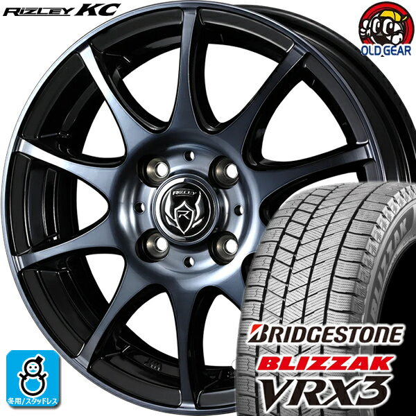 165/65R14 ブリヂストン ブリザック VRX3 スタッドレスタイヤホイール 新品 4本セット ウェッズ ライツレー KC ブラックポリッシュBC 14インチ 4H100 組込みバランス調整済み taiya