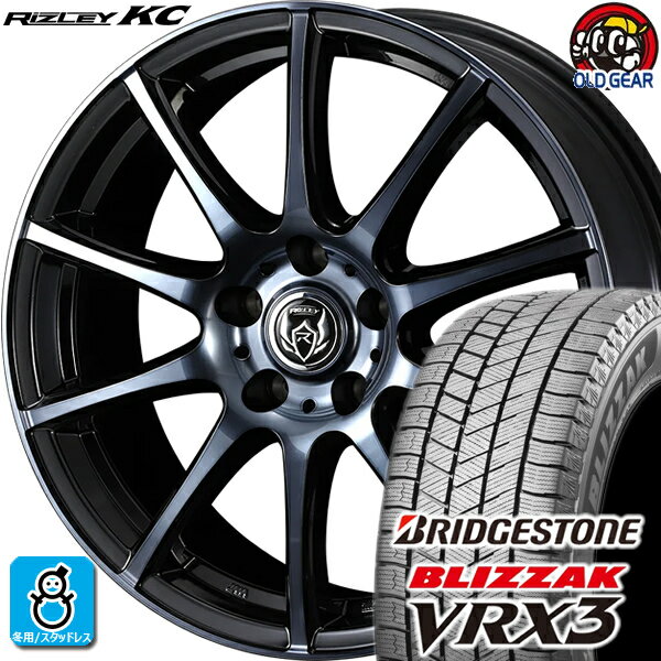 225/40R18 ブリヂストン ブリザック VRX3 スタッドレスタイヤホイール 新品 4本セット ウェッズ ライツレー KC ブラックポリッシュBC 18インチ 5H114.3 組込みバランス調整済み taiya