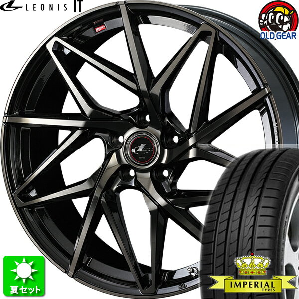 215/40R18 インペリアル エコスポーツ2 新品サマータイヤ ホイール 4本セット ウェッズ レオニス IT PBMC/TI (パールブラックミラーカット/チタントップ) 18インチ 5H100 組込み済 バランス調整済 taiya