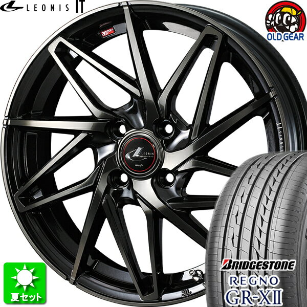 185/60R15 ブリヂストン レグノ GR-X2 新品サマータイヤ ホイール 4本セット ウェッズ レオニス IT PBMC/TI (パールブラックミラーカット/チタントップ) 15インチ 4H100 組込み済 バランス調整済 taiya
