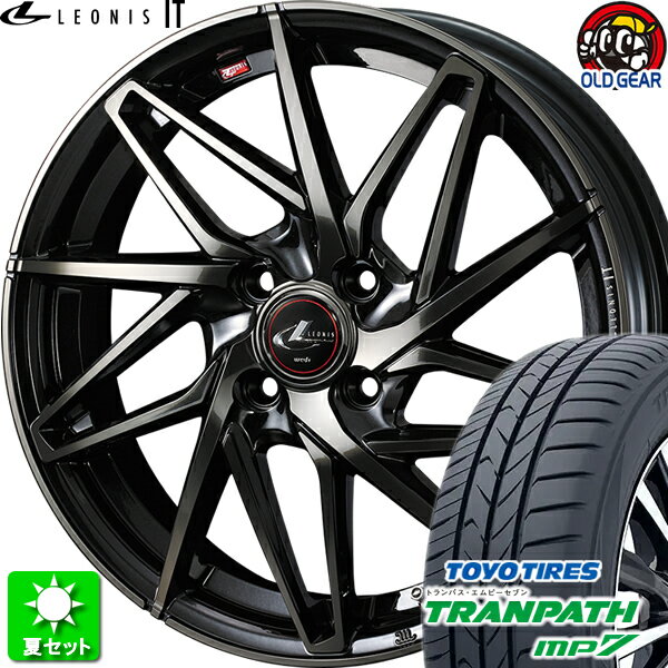 165/65R14 トーヨータイヤ トランパス MP7 新品サマータイヤ ホイール 4本セット ウェッズ レオニス IT PBMC/TI (パールブラックミラーカット/チタントップ) 14インチ 4H100 組込み済 バランス調整済 taiya