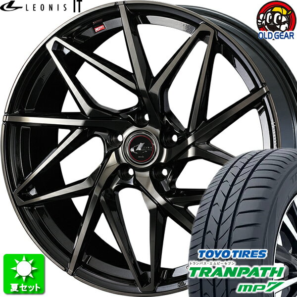 195/65R15 トーヨータイヤ トランパス MP7 新品サマータイヤ ホイール 4本セット ウェッズ レオニス IT PBMC/TI (パールブラックミラーカット/チタントップ) 15インチ 5H100 組込み済 バランス調整済 taiya