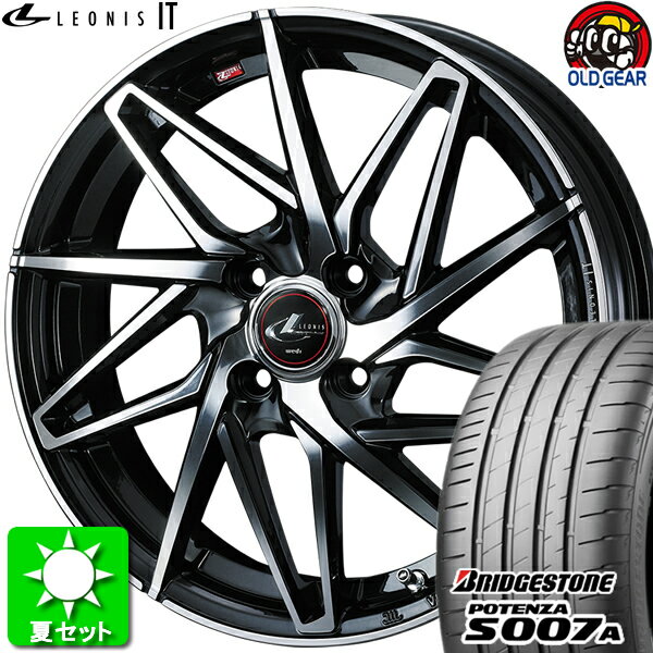 205/50R16 ポテンザ S007A 新品サマータイヤ ホイール 4本セット ウェッズ レオニス IT PBMC (パールブラックミラーカット) 16インチ 4H100 組込み済 バランス調整済 taiya