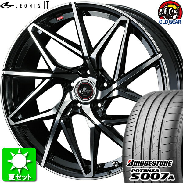 225/40R18 ポテンザ S007A 新品サマータイヤ ホイール 4本セット ウェッズ レオニス IT PBMC (パールブラックミラーカット) 18インチ 5H100 組込み済 バランス調整済 taiya