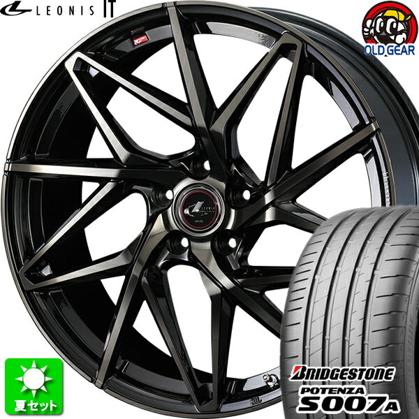 225/35R19 ブリヂストン ポテンザ S007A 新品サマータイヤ ホイール 4本セット ウェッズ レオニス IT PBMC/TI (パールブラックミラーカット/チタントップ) 19インチ 5H114.3 組込み済 バランス調整済 taiya