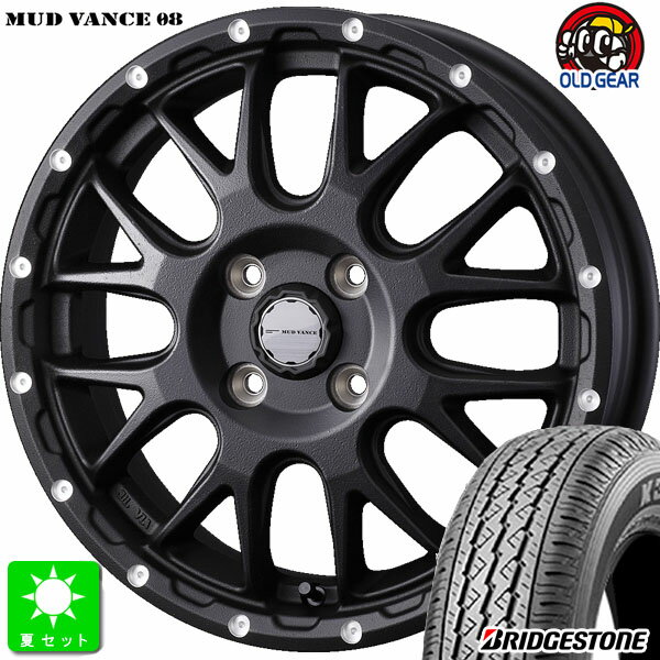 145/80R12 80/78(145R12 6PR)ブリヂストン BRIDGESTONE K370新品 サマータイヤ ホイール4本セットウェッズ マッドヴァンス MUD VANCE 0812インチ 4.00B 4H100 フリントブラック組込み済 バランス調整済 taiya