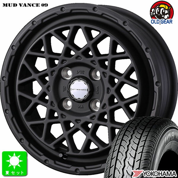 145/80R12 80/78(145R12 6PR)ヨコハマ JOB RY52新品 サマータイヤ ホイール4本セットウェッズ マッドヴァンス MUD VANCE 0912インチ 4.00B 4H100フルマットBK組込み済 バランス調整済 taiya