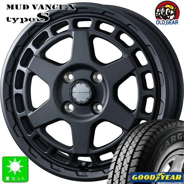 145/80R12 80/78(145R12 6PR)グッドイヤー カーゴプロ GOODYEAR CARGO PRO新品 サマータイヤ ホイール4本セットウェッズ マッドヴァンス Weds MUD VANCE X Type S12インチ 4.00B 4H100フルマットブラック組込み済 バランス調整済 taiya