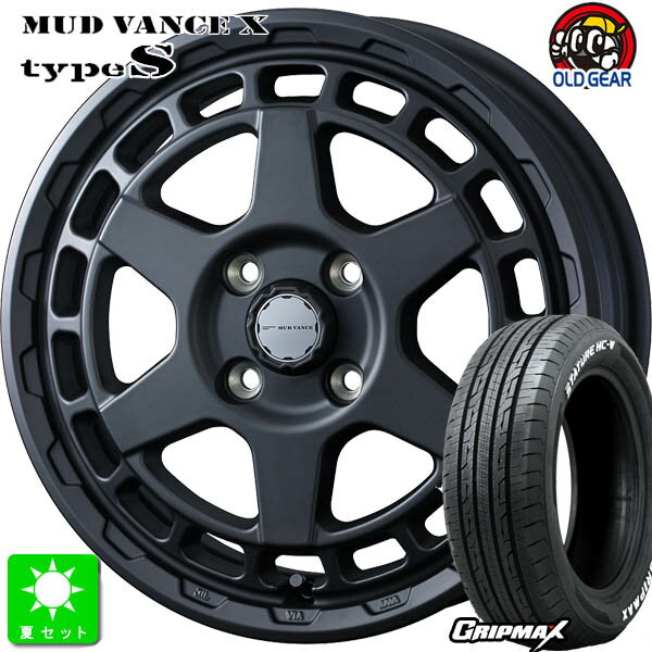 145/80R12 80/78(145R12 6PR)グリップマックス GRIPMAX STATURE HC-V ホワイトレター新品 サマータイヤ ホイール4本セットウェッズ マッドヴァンス Weds MUD VANCE X Type S12インチ 4.00B 4H100フルマットブラック組込み済 バランス調整済 taiya