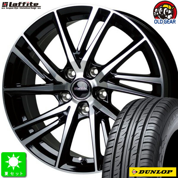 175/80R15ダンロップ グラントレック PT3新品 サマータイヤ ホイール4本セットラフィットLW-0615インチ 6.0J 5H114.3ブラックポリッシュ taiya