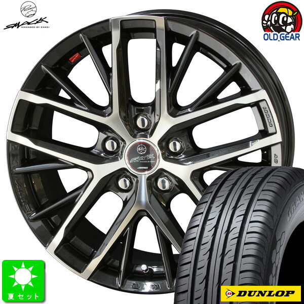 175/80R15ダンロップ グラントレック PT3新品 サマータイヤ ホイール4本セットスマック レヴィラ15インチ 6.0J 5H114.3サファイアブラック×ポリッシュ taiya