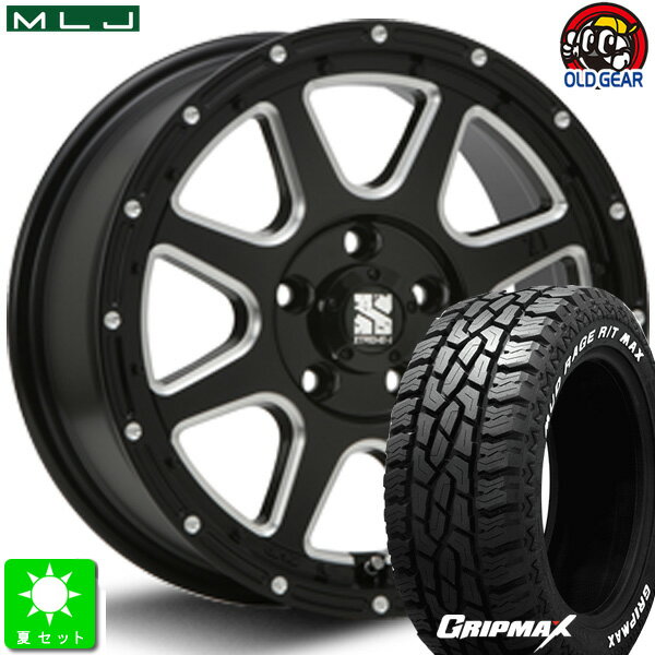 225/65R17GRIPMAX Mud Rage R/T MAXホワイトレター新品 サマータイヤ ホイール4本セットMLJ XTREME-J17インチ 7.5J 5H114.3グロスブラックミルド taiya