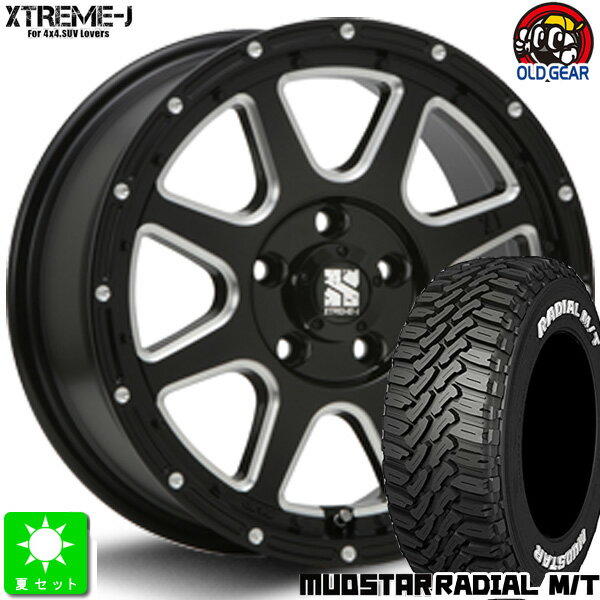 225/65R17マッドスター RADIAL M/Tホワイトレター新品 サマータイヤ ホイール4本セットMLJ XTREME-J17インチ 7.5J 5H114.3グロスブラックミルド taiya