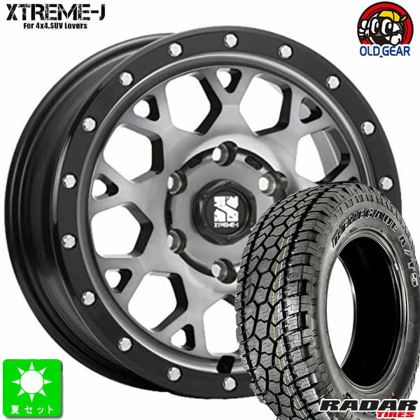 265/70R16RADAR RENEGADE AT-5アウトラインホワイトレター新品 サマータイヤホイール 4本セットMLJ XTREME-J XJ0416インチ 8.0J 6H139.7グロスブラックマシーンスモーククリア taiya