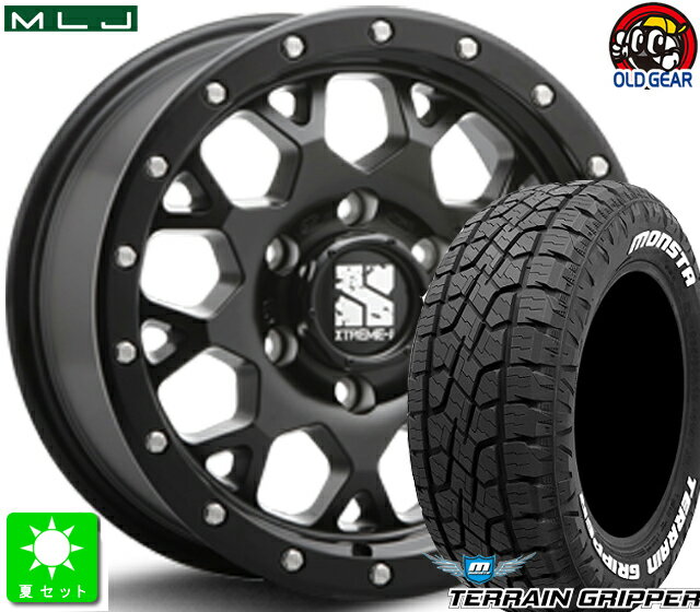 265/75R16モンスタタイヤ テレーングリッパーホワイトレター新品 サマータイヤホイール 4本セットMLJ XTREME-J XJ0416インチ 8.0J 6H139.7サテンブラック taiya