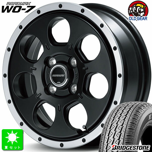 145/80R12 80/78(145R12 6PR)ブリヂストン BRIDGESTONE K370新品 サマータイヤ ホイール4本セットMID ロードマックス ROADMAX WO-712インチ 4.00B 4H100セミグロスブラック/フランジDC組込み済 バランス調整済 taiya
