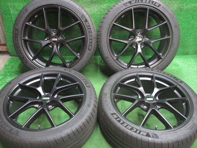 中古 ホイールタイヤ 4本セット 255/40R20 2021年製 6分山程度 中古社外 BBS CI-R 20x8.5J+42 5H112 中古 ラジアル タイヤ ML　パイロットスポーツ4S