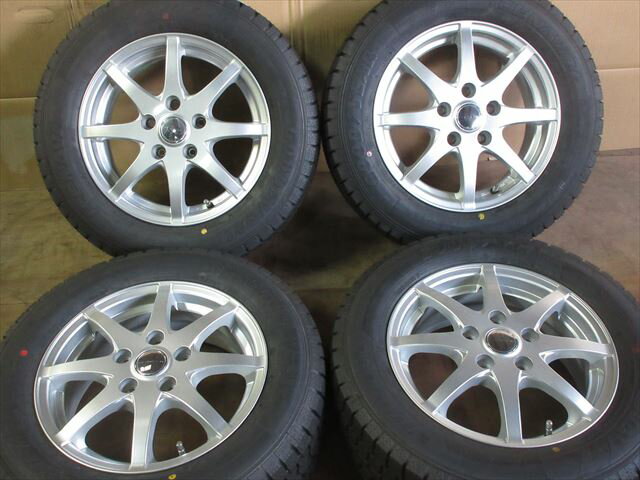 中古 ホイールタイヤ 4本セット 195/65R15 2022年製 中古社外 【美品】BS ラポルタ 15x6J+53 5H114.3 新品 スタッドレス タイヤ GY アイスナビ7