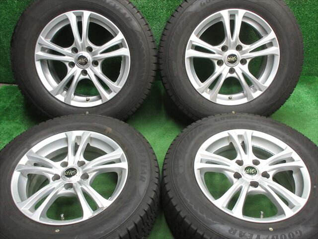 中古 ホイールタイヤ 4本セット 215/65R16 2021年製 8分山程度 中古社外 MILUA 16x7J+38 5H114.3 中古 スタッドレス タイヤ GY アイスナビ8