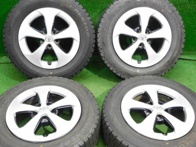 中古 ホイールタイヤ 4本セット 195/65R15 2021年製 7分山程度 中古純正 プリウス 純正 15x6J+45 5H100 中古 スタッドレス タイヤ ダンロップ ウィンターマックス WM02