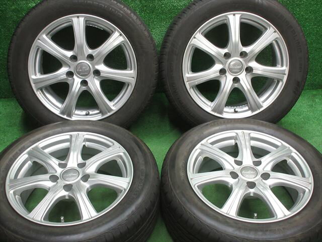 中古 ホイールタイヤ 4本セット 205/55R16 2020年製 7分山程度 中古社外 ユーロスピード 16x6.5J+35 5H114.3 中古 ラジアル タイヤ セイバーリング