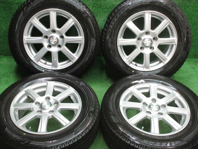 中古 ホイールタイヤ 4本セット 195/65R15 2021年製 8分山程度 中古社外 SPORT GRAHT 15x6J+45 5H114.3 中古 スタッドレス タイヤ ブリヂストン ブリザック VRX3