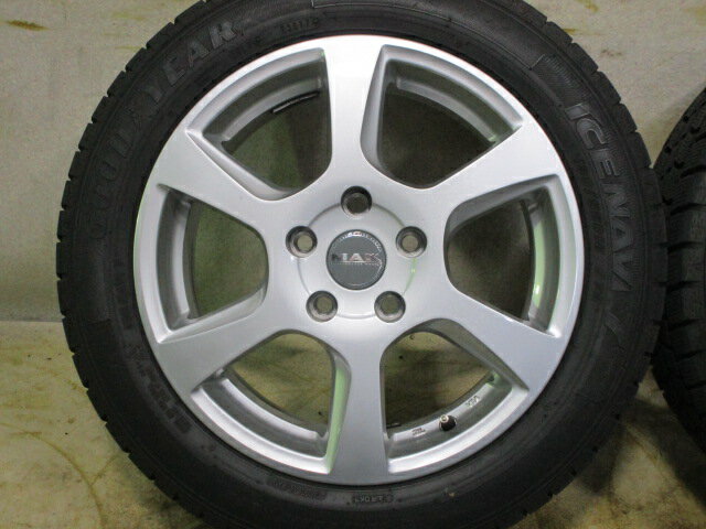 中古ホイールタイヤ4本セット195/55R162017年製8分山程度中古社外MAKヴィンチー16x6.5J+545H112中古スタッドレスタイヤグッドイヤーアイスナビ7