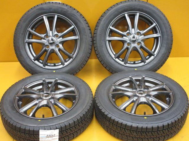 中古 ホイールタイヤ 4本セット 155/65R14 2022年製 中古社外 ニルヴァーナ 14x4.5J+45 4H100 新品 スタッドレス タイヤ ブリヂストン ブリザック VRX2