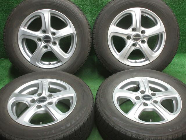 中古 ホイールタイヤ 4本セット 195/65R15 2017年製 6分山程度 中古社外 バルミナ Z5 15x6J+45 5H114.3 中古 スタッドレス タイヤ ブリヂストン ブリザック VRX