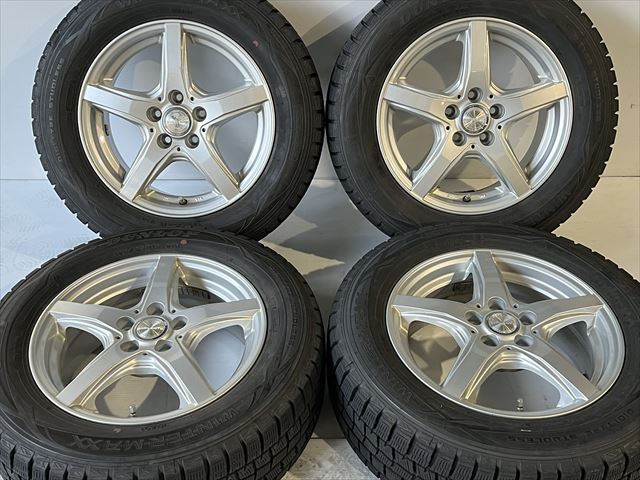 中古 ホイールタイヤ 4本セット 195/65R15 2019年製 7分山程度 中古社外 ヴァイオレント 15x6J+43 5H100 中古 スタッドレス タイヤ ダンロップ ウィンターマックスWM01