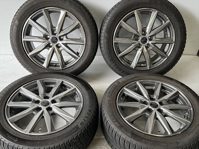 中古 ホイールタイヤ 4本セット 205/55R16 2017年製 5分山程度 中古社外 共豊 スマック 16x6.5J+48 5H100 中古 スタッドレス タイヤ ミシュラン X-ICE3+