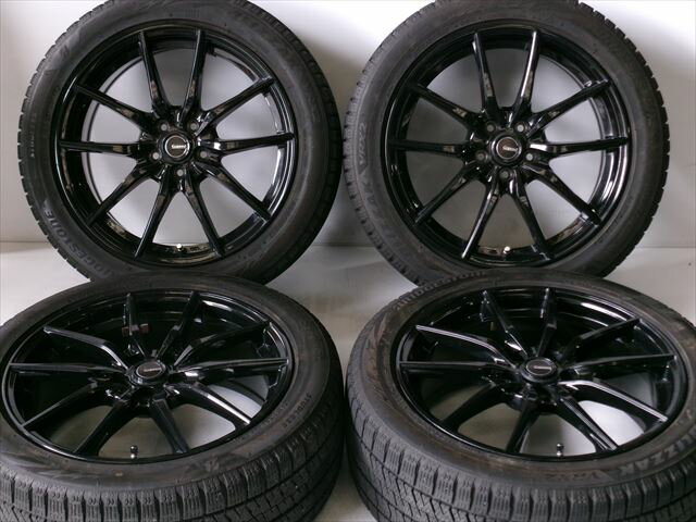 中古 ホイールタイヤ 4本セット 205/50R17 2017年製 5分山程度 中古社外 Gスピード G-02 17x7J+50 5H100 中古 スタッドレス タイヤ ブリヂストン ブリザック VRX2