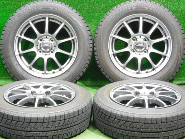 中古 ホイールタイヤ 4本セット 165/65R14 2019年製 8分山程度 中古社外 シュナイダー スタッグ 14x5.5J+38 4H100 中古 スタッドレス タイヤ ブリヂストン VRX