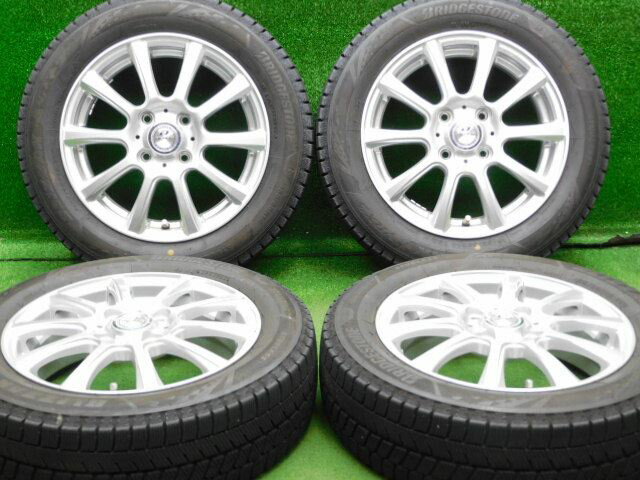 中古 ホイールタイヤ 4本セット 155/65R14 2022年製 8分山程度 中古社外 DEBOR 14x4.5J+45 4H100 中古 スタッドレス タイヤ ブリジストン ブリザック VRX3