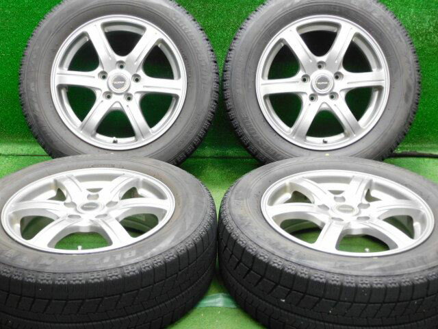 中古 ホイールタイヤ 4本セット 215/60R16 2018年製 7分山程度 中古社外 バルミナ 16x6.5J+54 5H114.3 中古 スタッドレス タイヤ ブリヂストン ブリザック VRX