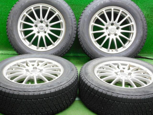 中古 ホイールタイヤ 4本セット 225/65R17 2016年製 6分山程度 中古社外 エコフォルム 17x7J+45 5H114.3 中古 スタッドレス タイヤ ブリヂストン DM-V2