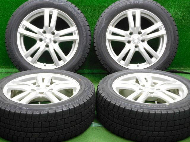 中古 ホイールタイヤ 4本セット 215/55R17 2017年製 6分山程度 中古社外 デュファクト 17x7J+38 5H114.3 中古 スタッドレス タイヤ ダンロップ ウィンターマックスWM02