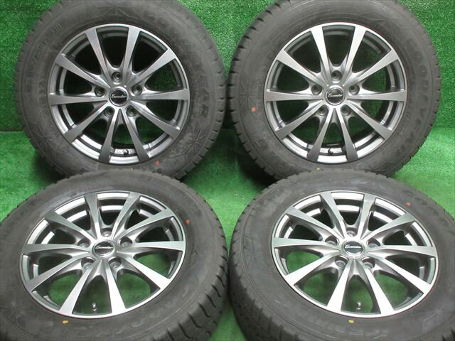 中古 ホイールタイヤ 4本セット 195/65R15 2019年製 8分山程度 中古社外 エクシーダ E03 15x6J+53 5H114.3 中古 スタッドレス タイヤ GY アイスナビ6