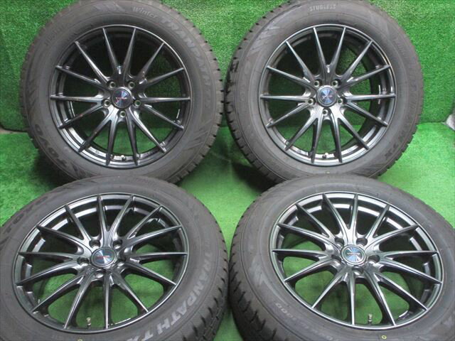 中古 ホイールタイヤ 4本セット 225/60R18 2020年製 8分山程度 中古社外 ヴェルバ スポルト2 DEEP METAL 18x7.5J+55 5H114.3 中古 スタッドレス タイヤ TOYO トランパス TX