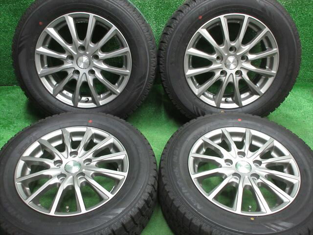 中古 ホイールタイヤ 4本セット 195/65R15 2019年製 8分山程度 中古社外 LEBEN 15x6J+52 5H114.3 中古 スタッドレス タイヤ オートバックス　ノーストレック N3i