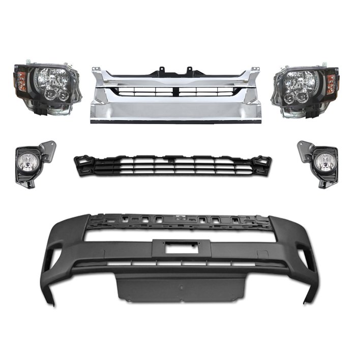 200系 ハイエース 4型 ワイド LEDヘッド ライト フロント 7点 セット Ver,3 フェイスチェンジ 同梱不可